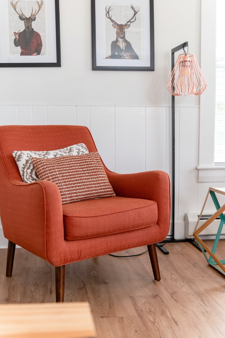 fauteuil tissu orange scandinave